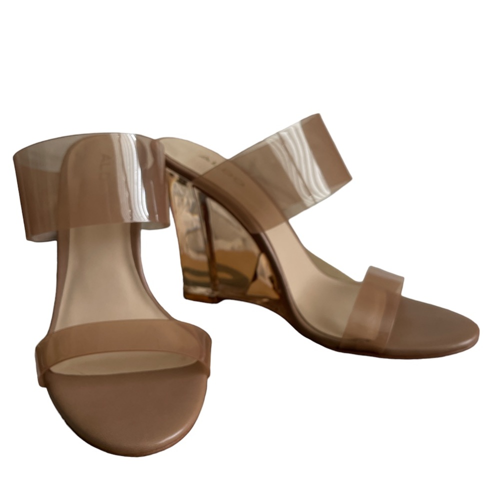 58. ALDO BEIGE CLEAR HEEL WEDGES SIZE 7